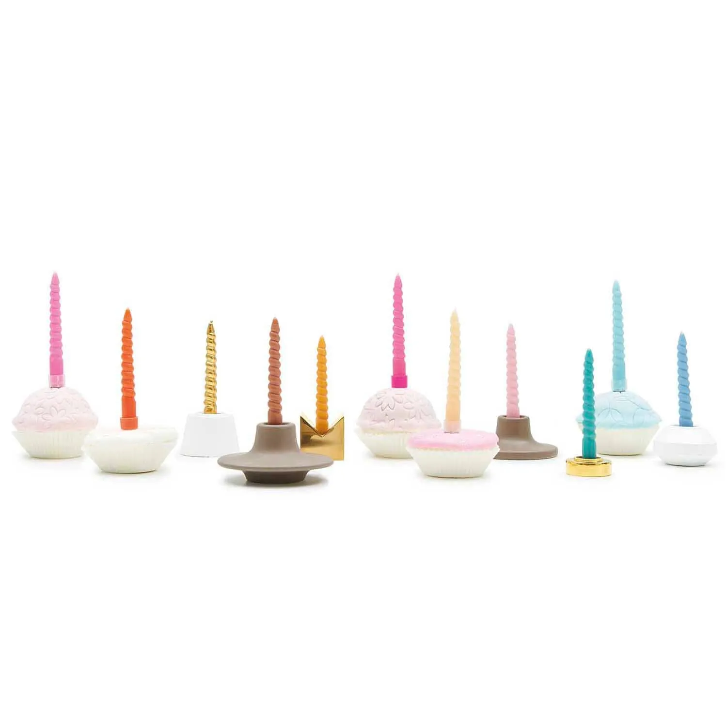 10 Spiral Candles Mix - Mustards 10cm