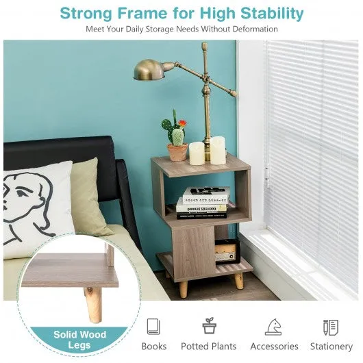 2 Pcs Wooden Modern Nightstand Set with Solid Wood Legs for Living Room