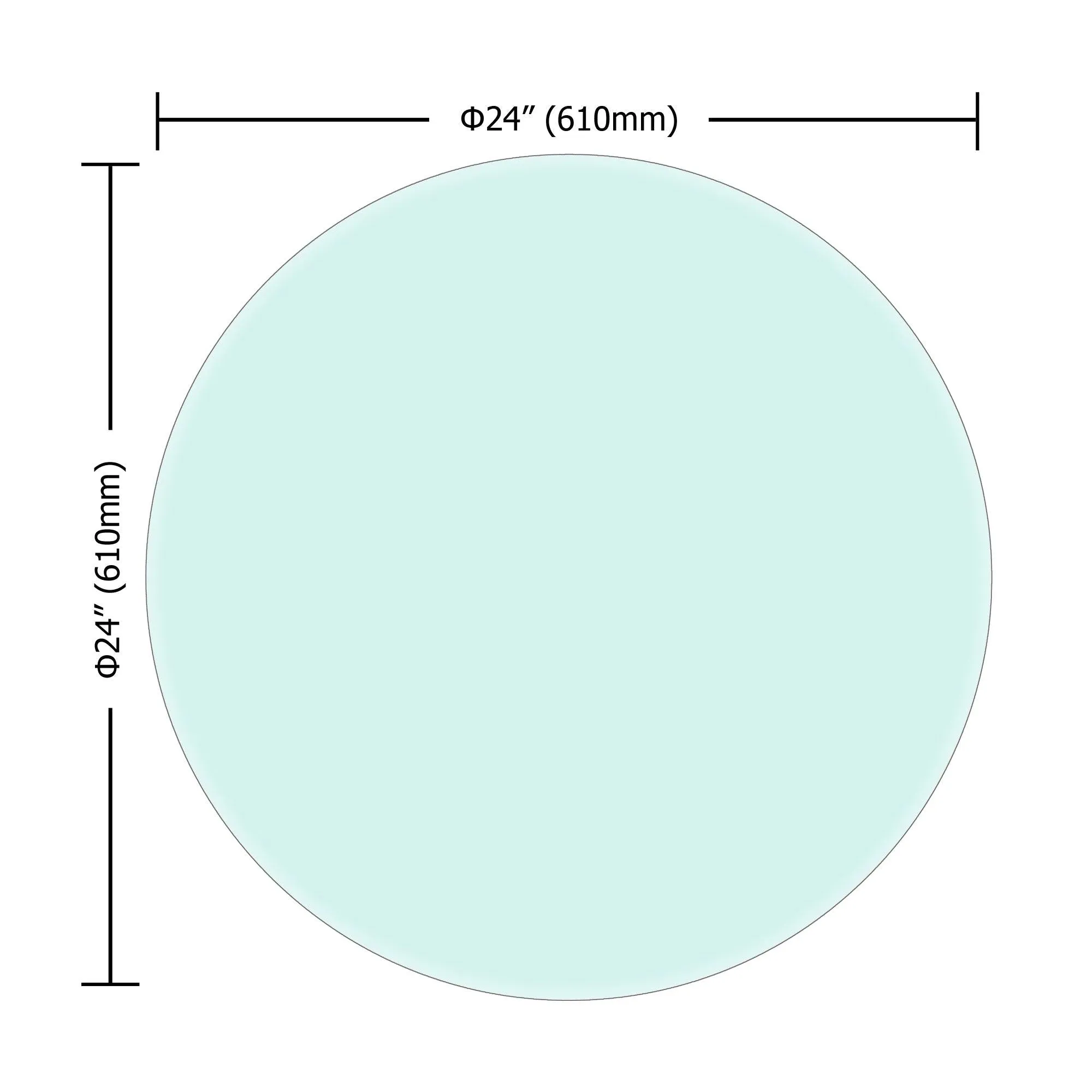 24" Inch Round Tempered Glass Table Top Clear Glass 1/2" Inch Thick Beveled Polished Edge
