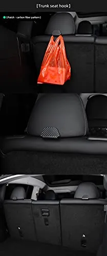 2nd Row Rear Seat Headrest Trunk Storage Hooks for Tesla Model Y (Matte Black)