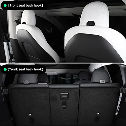 2nd Row Rear Seat Headrest Trunk Storage Hooks for Tesla Model Y (Matte Black)