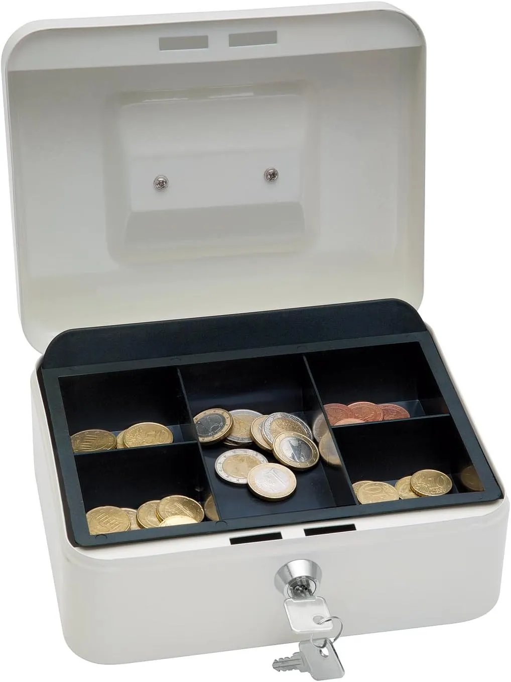 30X24X9Cm Locking Cash Box With Removable Coin Tray And Key Lock Xf0729 Cream