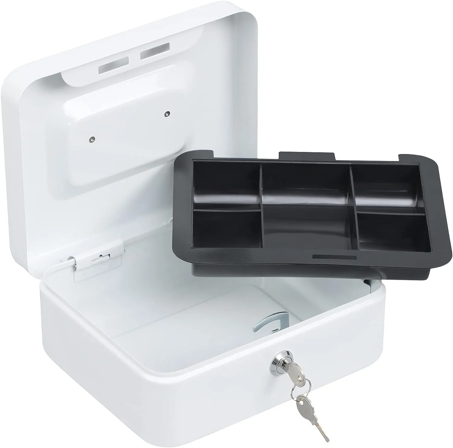 30X24X9Cm Locking Cash Box With Removable Coin Tray And Key Lock Xf0729 Cream