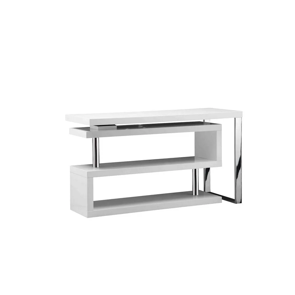 47 Inch Multi Position Desk, Adjustable L Shape, Lacquer White By Casagear Home
