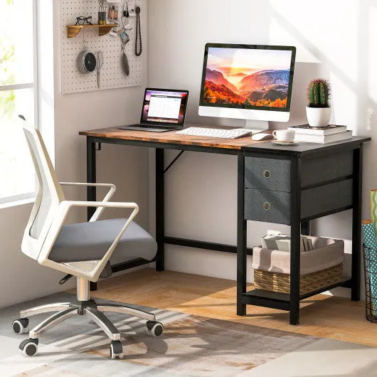 48/55-Inch Home Office Desk with 2 Drawers Hanging Hook-S