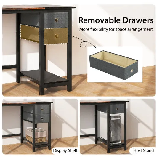 48/55-Inch Home Office Desk with 2 Drawers Hanging Hook-S