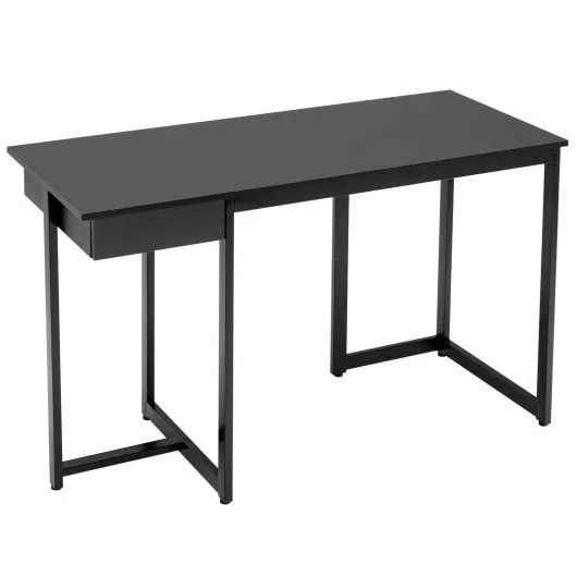 48" Computer Desk with Metal Frame and Adjustable Pads-Black
