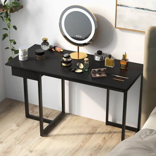 48" Computer Desk with Metal Frame and Adjustable Pads-Black