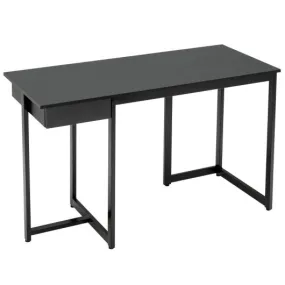 48" Computer Desk with Metal Frame and Adjustable Pads-Black