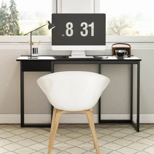 48" Computer Desk with Metal Frame and Adjustable Pads-Black