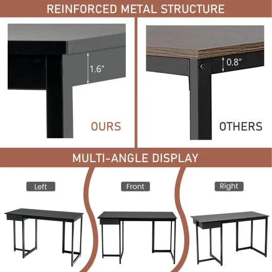 48" Computer Desk with Metal Frame and Adjustable Pads-Black