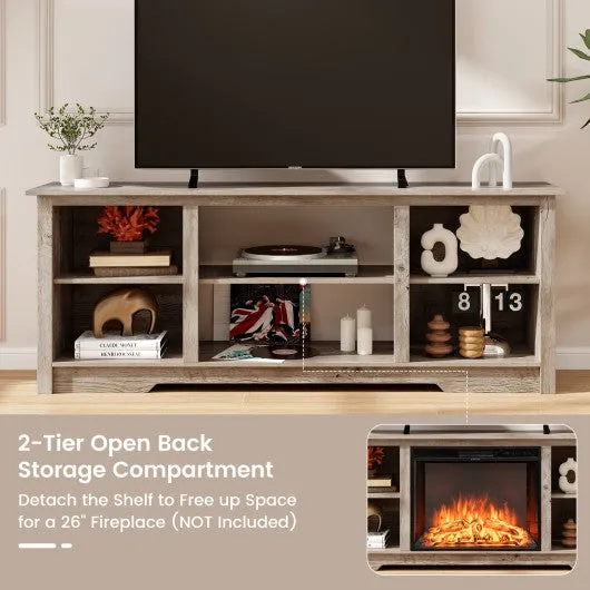 70-Inch TV Stand for up to 75" Flat Screen TVs with Adjustable Shelves-Gray
