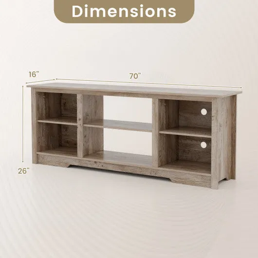 70-Inch TV Stand for up to 75" Flat Screen TVs with Adjustable Shelves-Gray