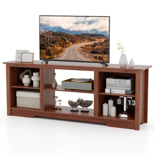 70-Inch TV Stand for up to 75" Flat Screen TVs with Adjustable Shelves-Walnut