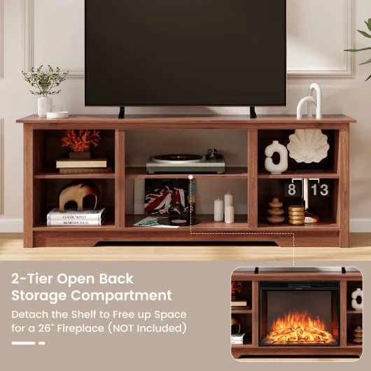 70-Inch TV Stand for up to 75" Flat Screen TVs with Adjustable Shelves-Walnut