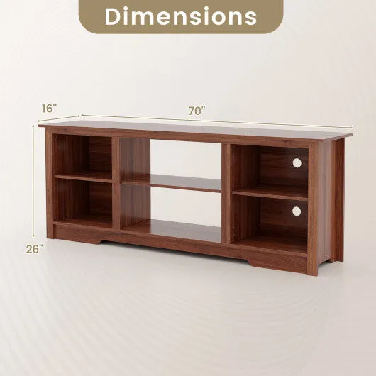 70-Inch TV Stand for up to 75" Flat Screen TVs with Adjustable Shelves-Walnut