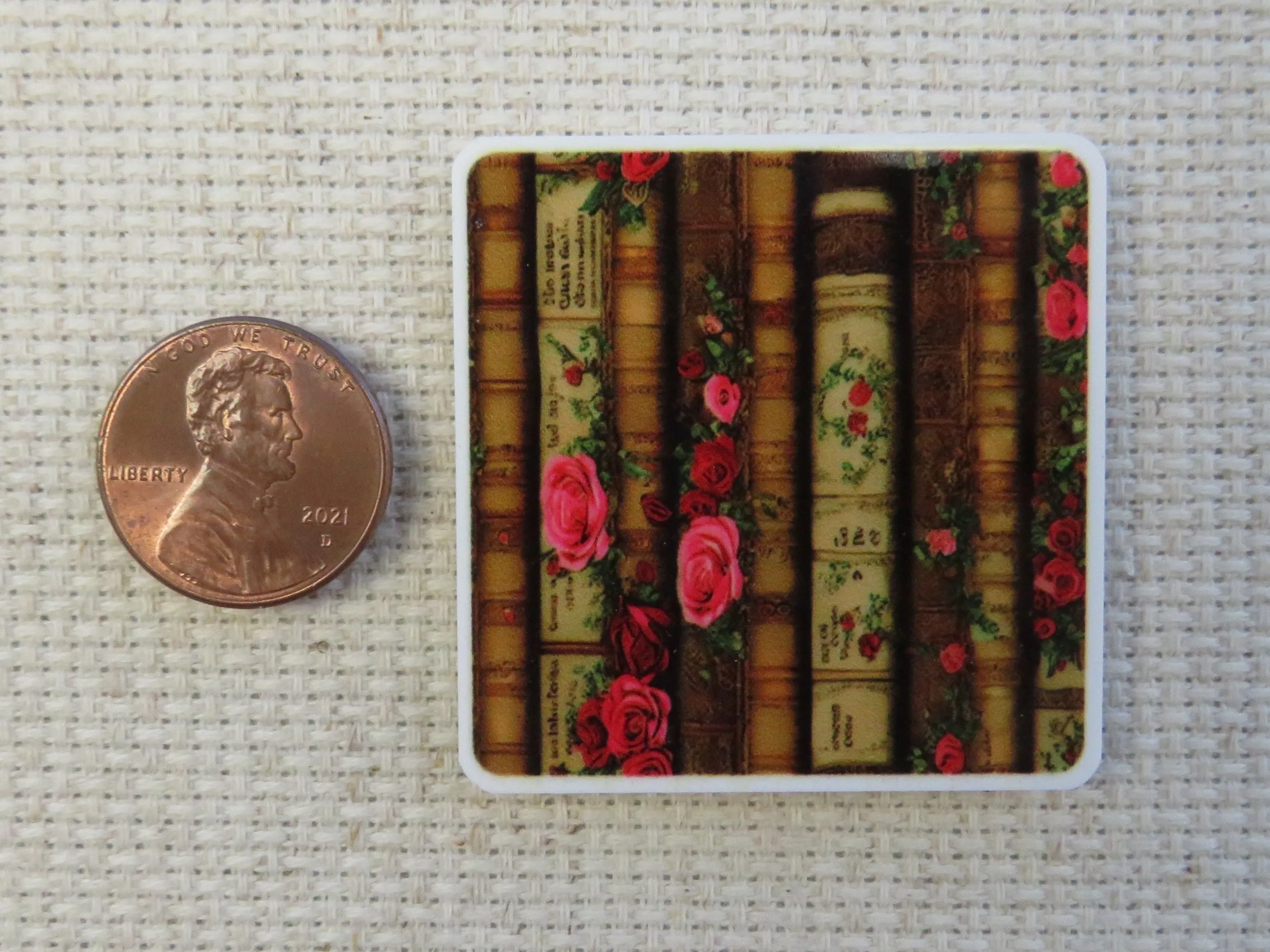 A Stack of Vintage Looking Books Needle Minder, Cover Minder, Magnet