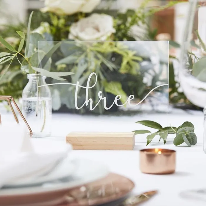 Acrylic Wedding Table Numbers 1 - 12 (Wedding Stationery)