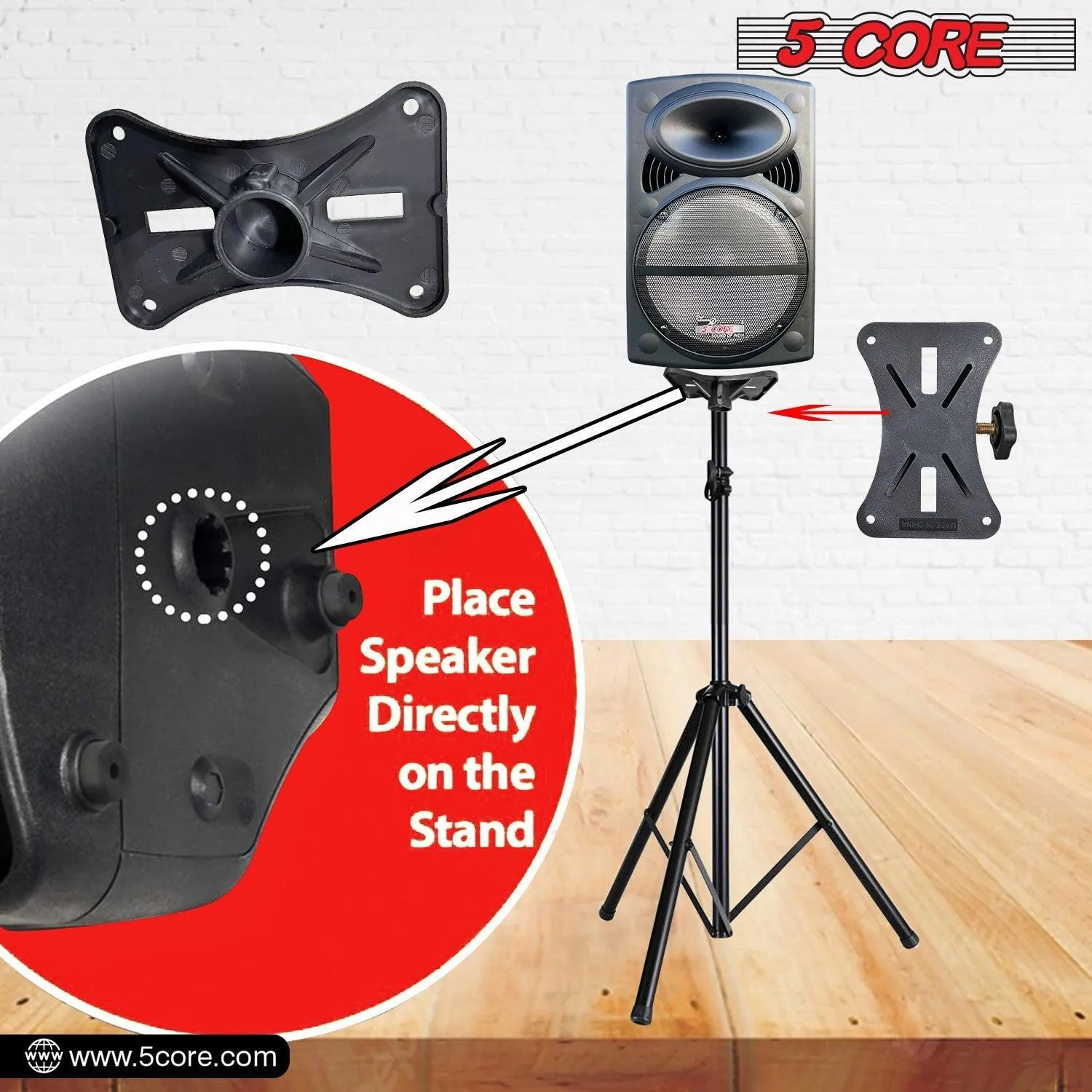 Adjustable PA Speaker Stands with Mounting Bracket SS ECO 1PK