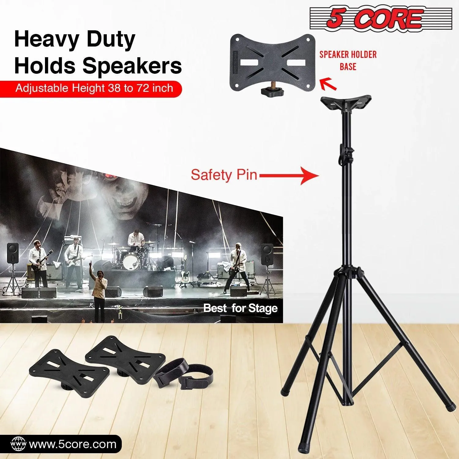Adjustable PA Speaker Stands with Mounting Bracket SS ECO 1PK