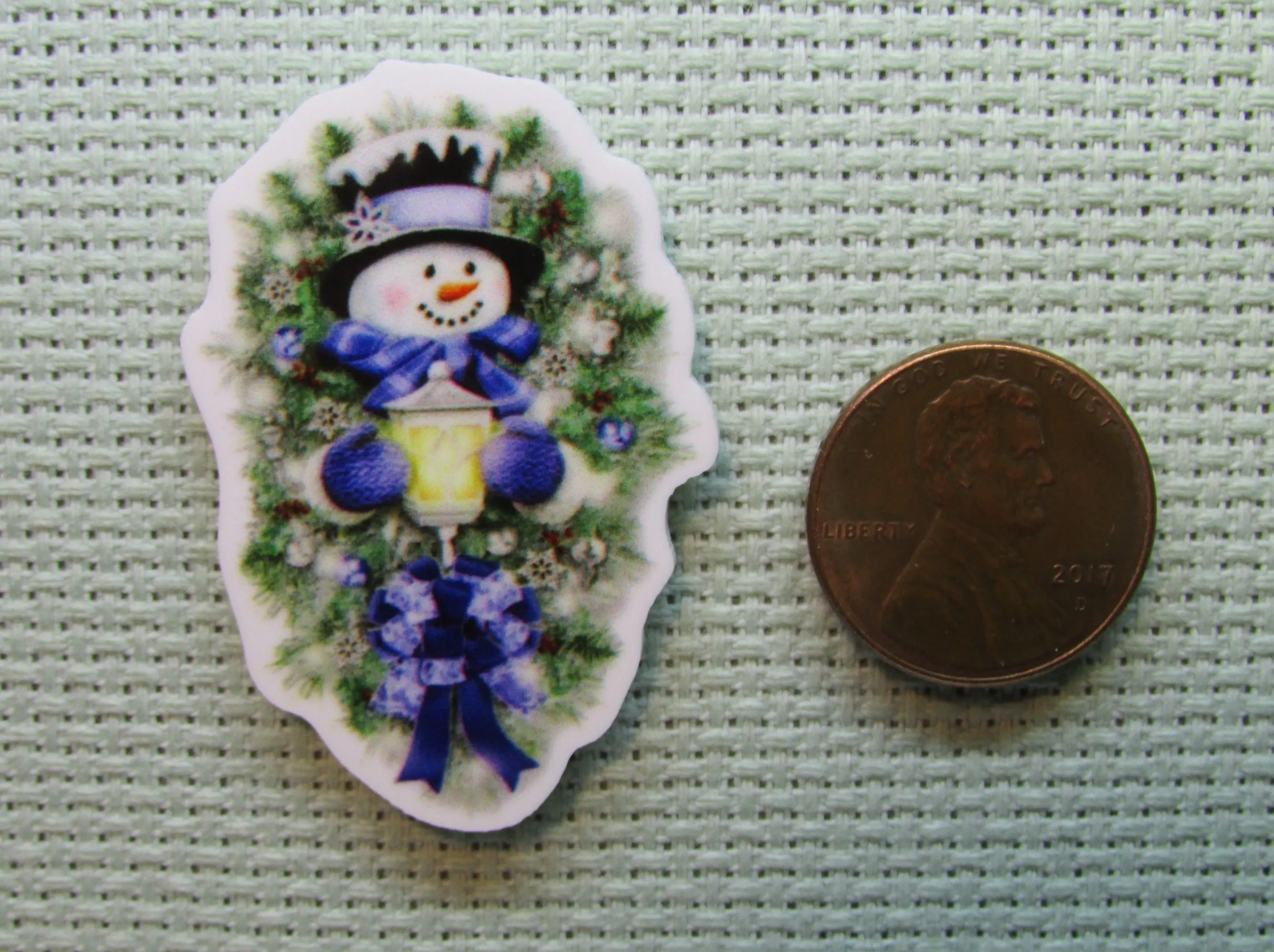 Adorable Blue Snowman Needle Minder, Cover Minder, Magnet