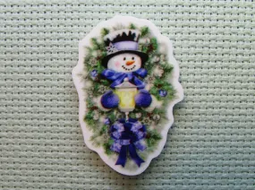 Adorable Blue Snowman Needle Minder, Cover Minder, Magnet