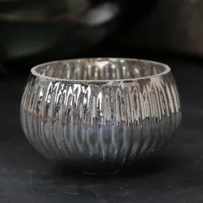 Antiqued Silver Glass Tealight Holders (Set of 6)