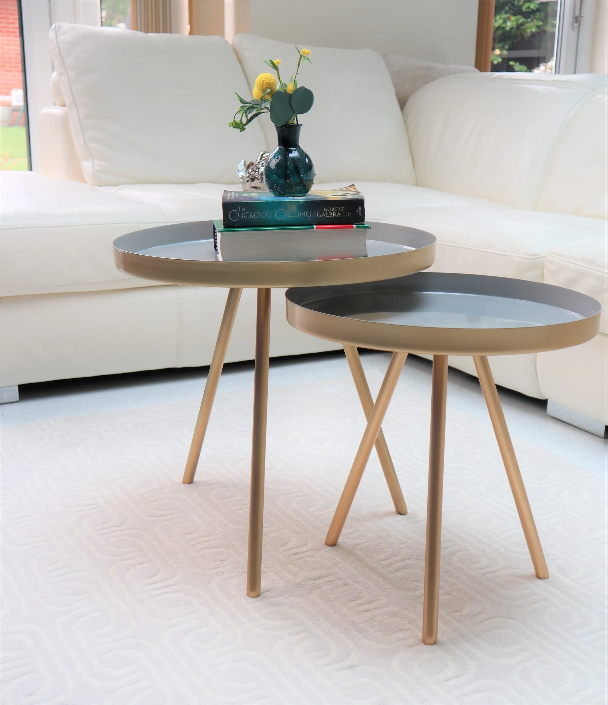 Ava Gold and Grey Metal Nest Of 2 Tables