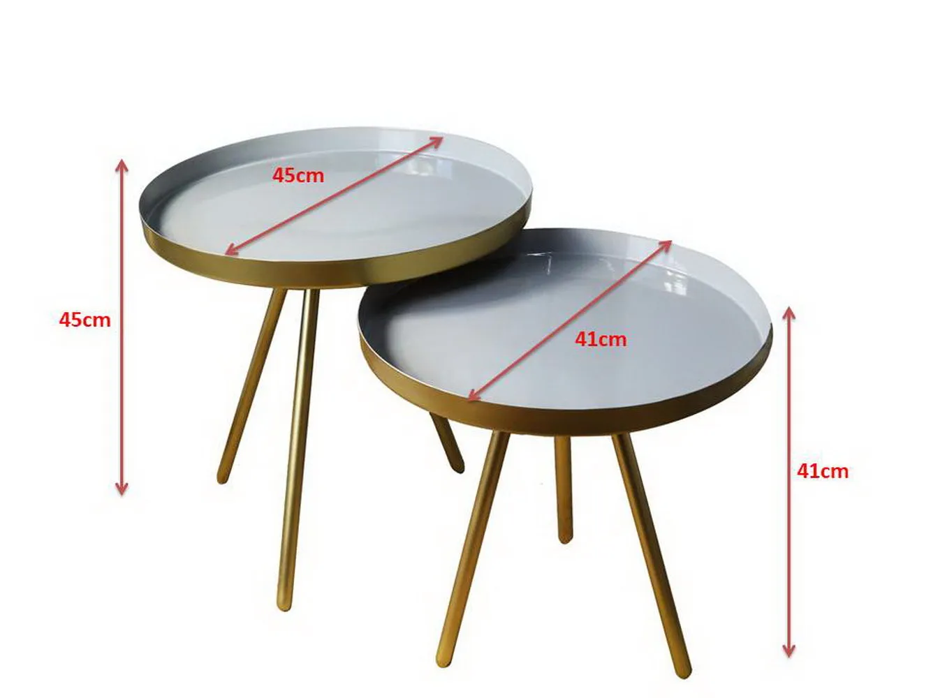 Ava Gold and Grey Metal Nest Of 2 Tables