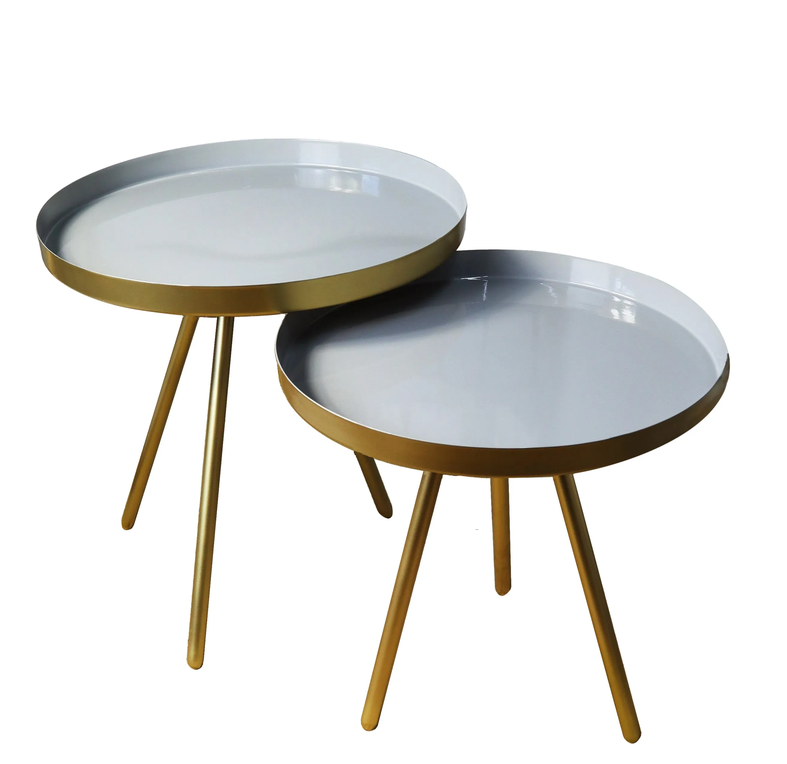 Ava Gold and Grey Metal Nest Of 2 Tables