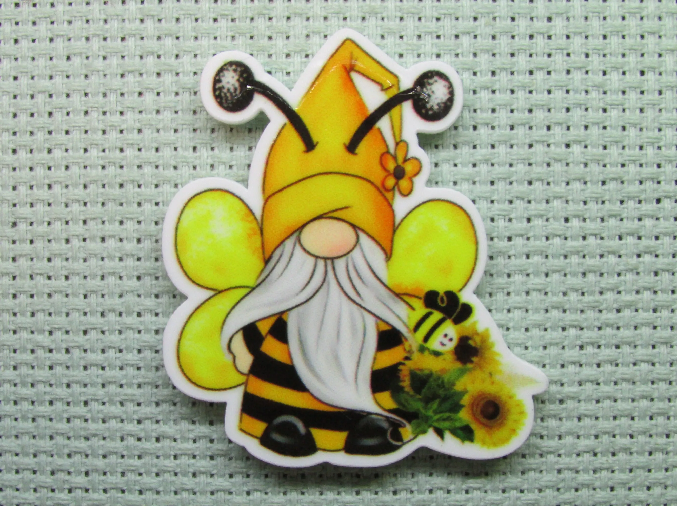 Bee Gnome with Sunflowers Needle Minder, Cover Minder, Magnet