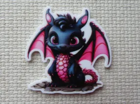 Black and Pink Dragon Needle Minder, Cover Minder, Magnet
