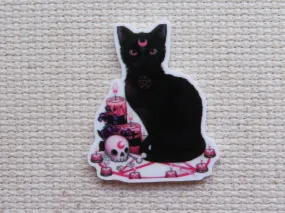 Black Pentagram Cat Needle Minder, Cover Minder, Magnet