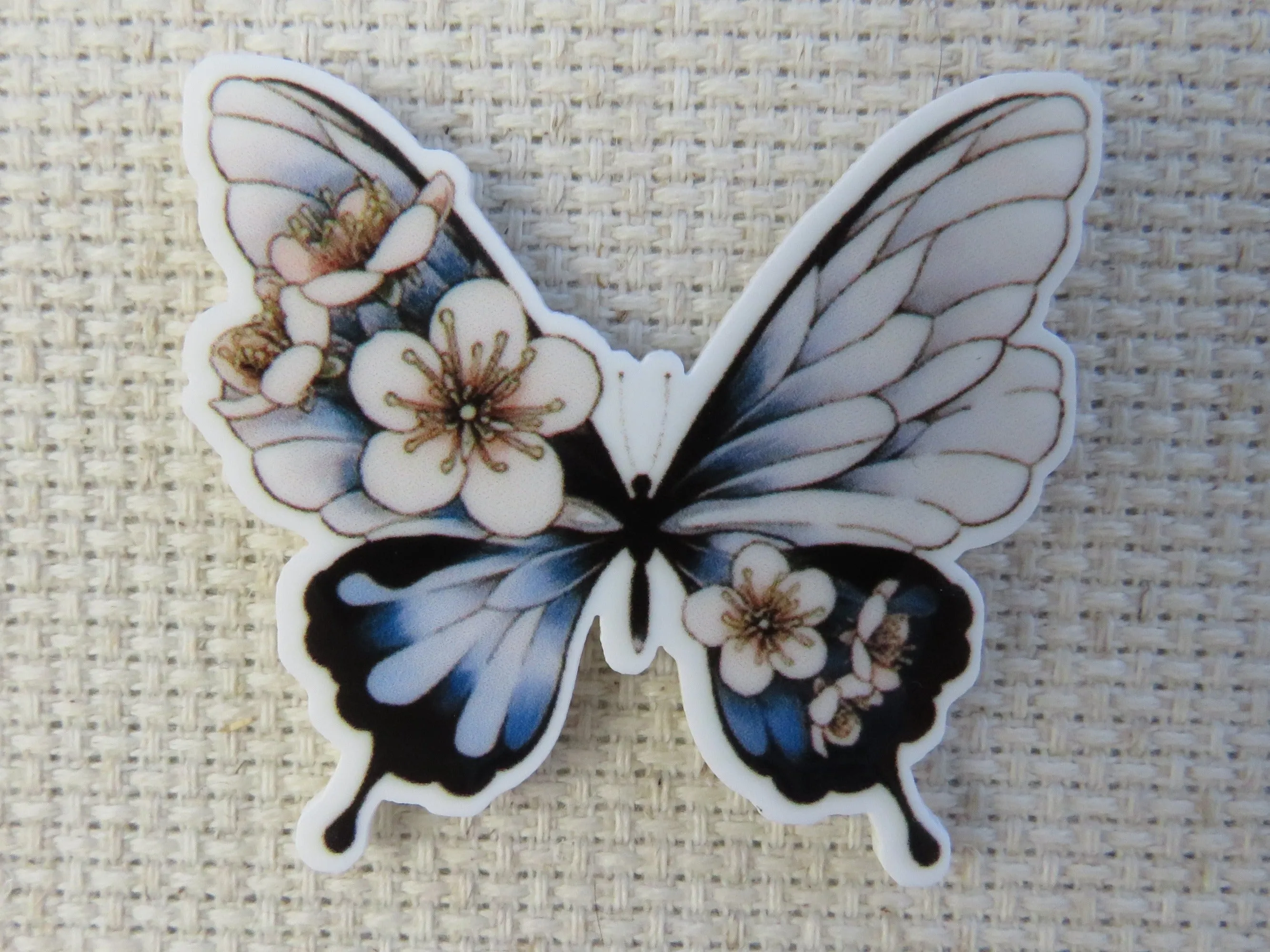 Blue and White Butterfly Needle Minder, Cover Minder, Magnet