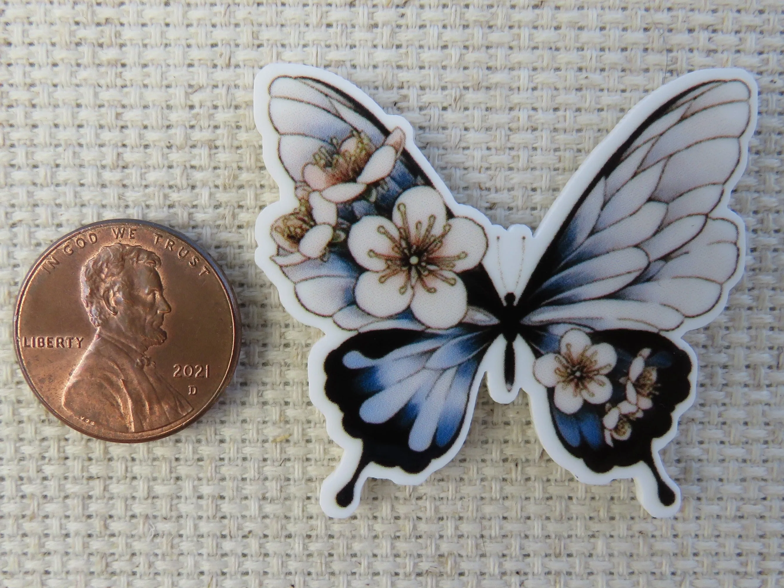 Blue and White Butterfly Needle Minder, Cover Minder, Magnet