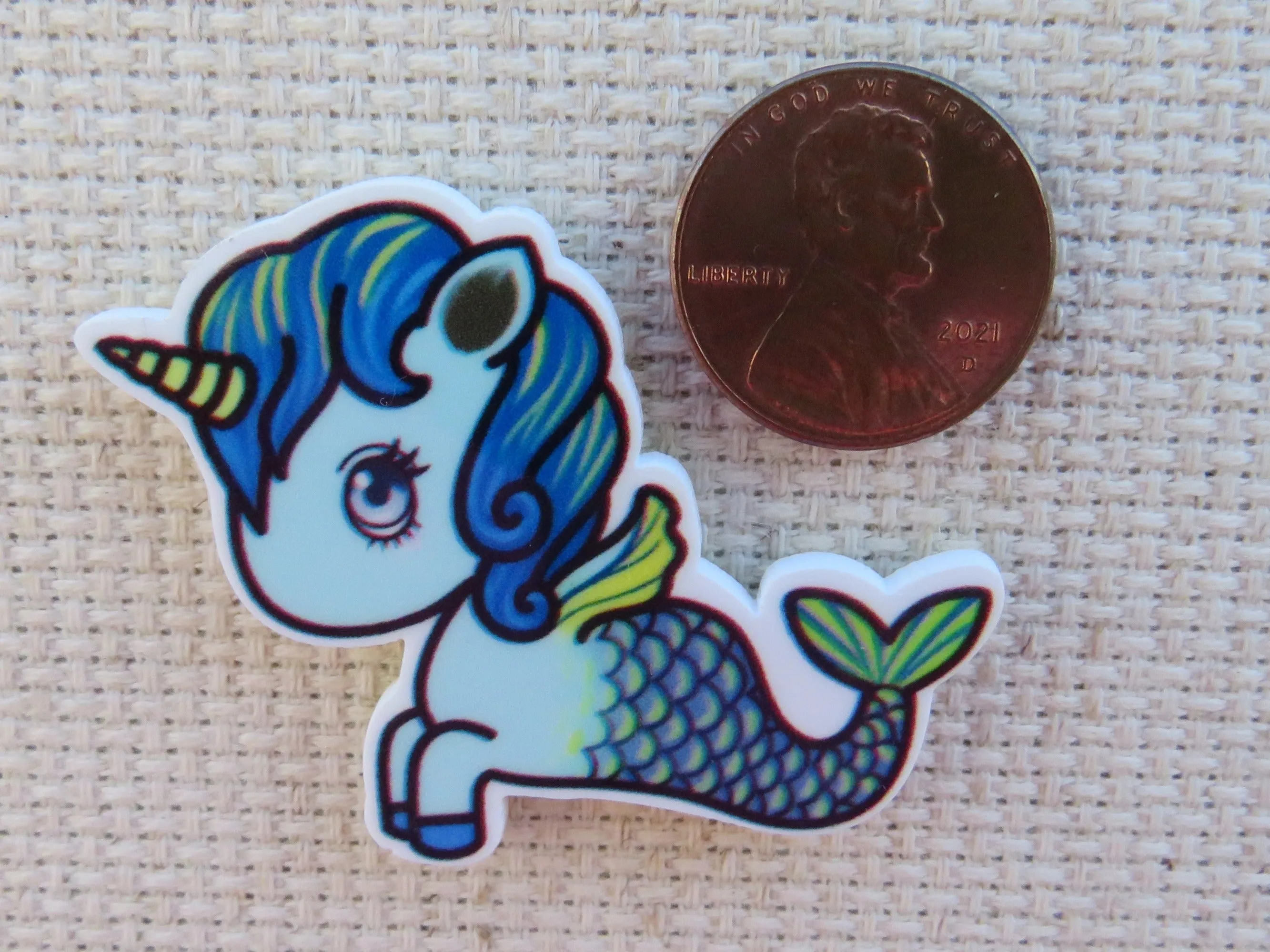 Blue Unicorn Mermaid Needle Minder, Cover Minder, Magnet