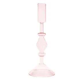 Blush Pink Glass Candle Holder  - Large