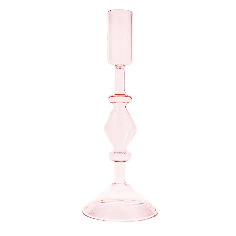 Blush Pink Glass Candle Holder  - Large