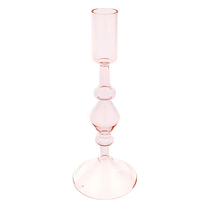 Blush Pink Glass Candle Holder  - Large