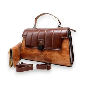BS Retro Quilted Flap Satchel Bag with Adjustable Strap & Wallet