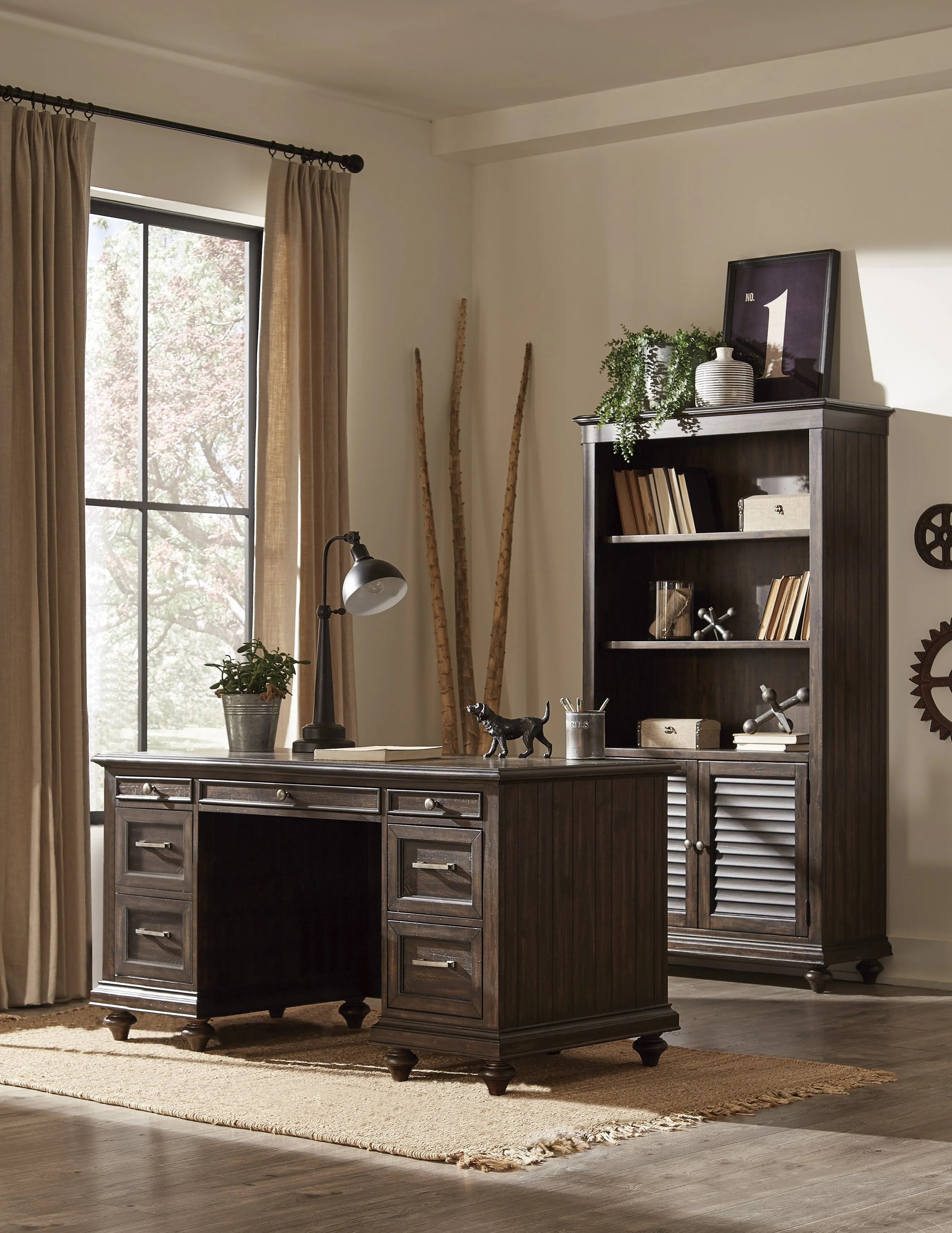 Cardano Driftwood Charcoal Bookcase