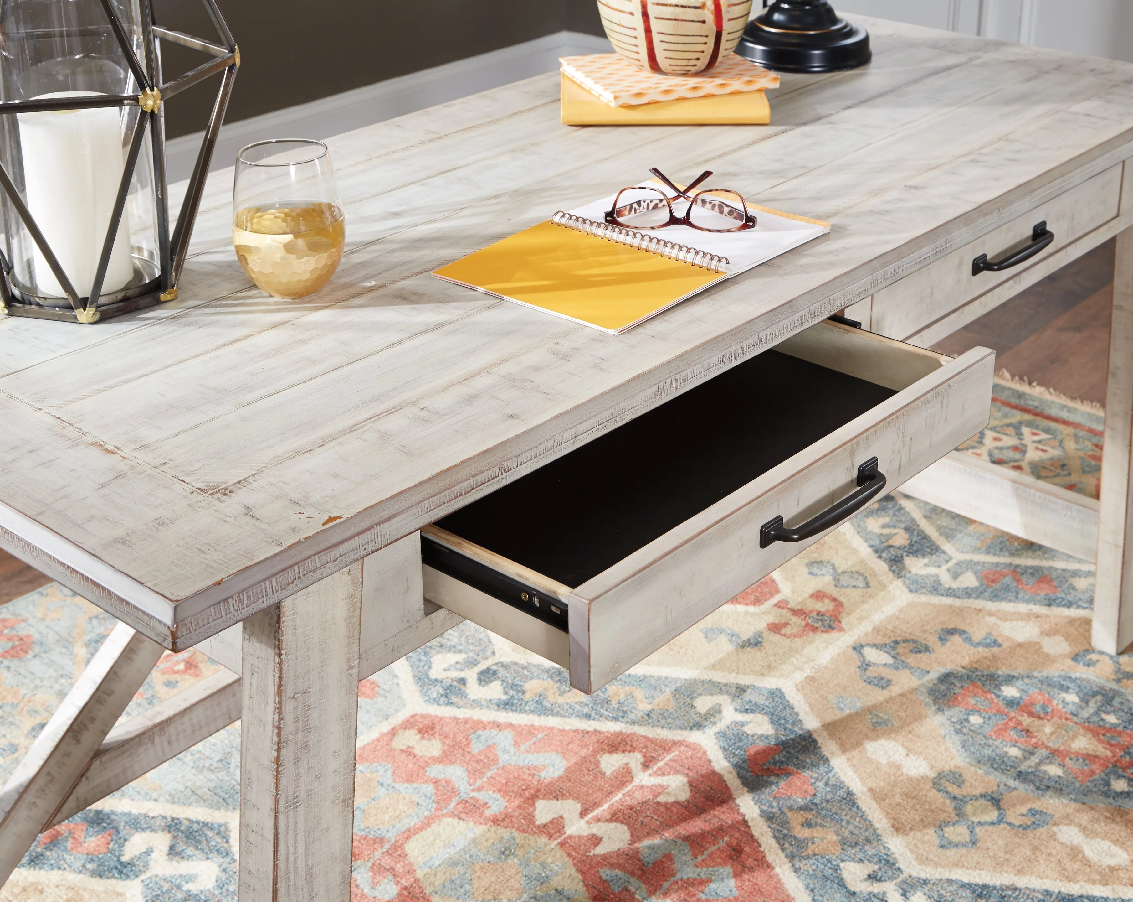 Carynhurst Home Office Desk and Storage in Whitewash