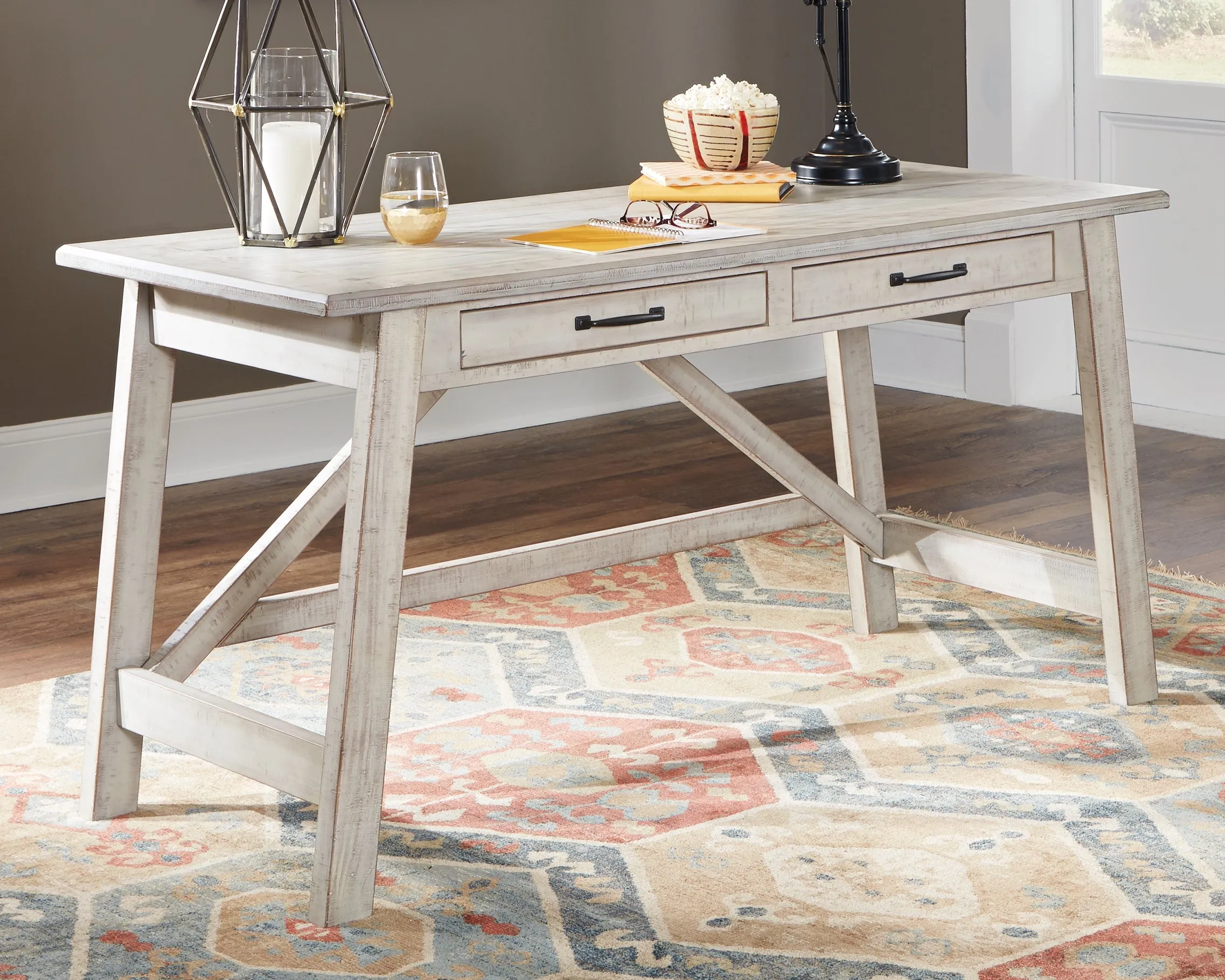 Carynhurst Home Office Desk and Storage in Whitewash