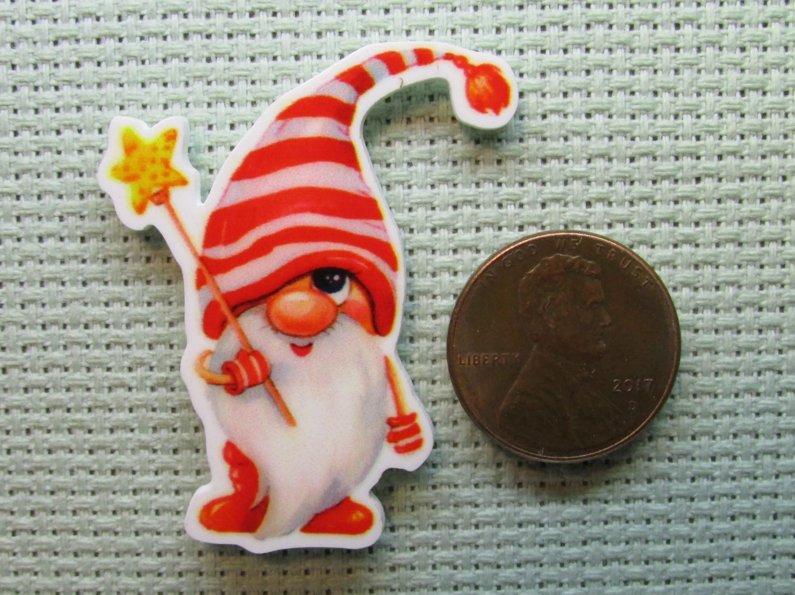 Christmas Candy Cane Star Gnome Needle Minder, Cover Minder, Magnet