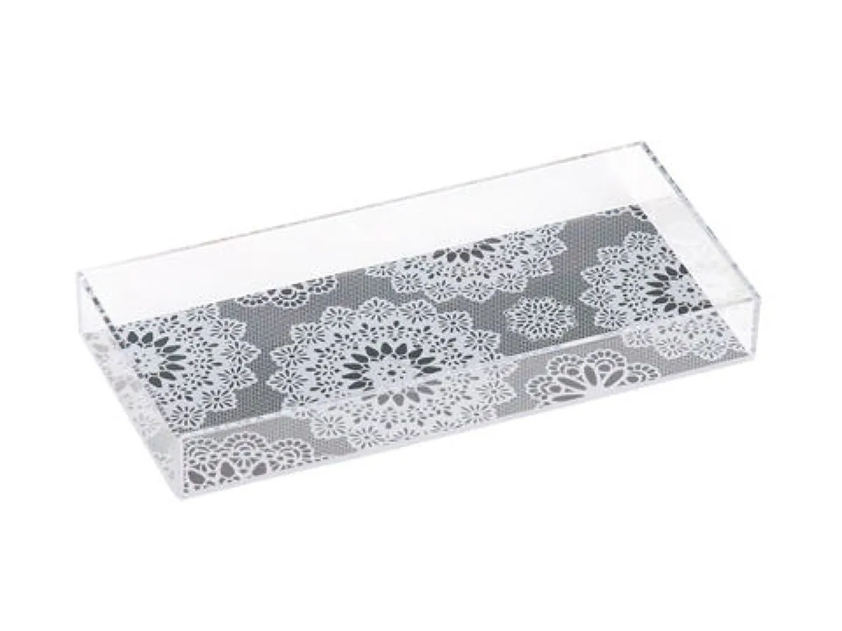 Clear Picture Case Pen Tray White Lace