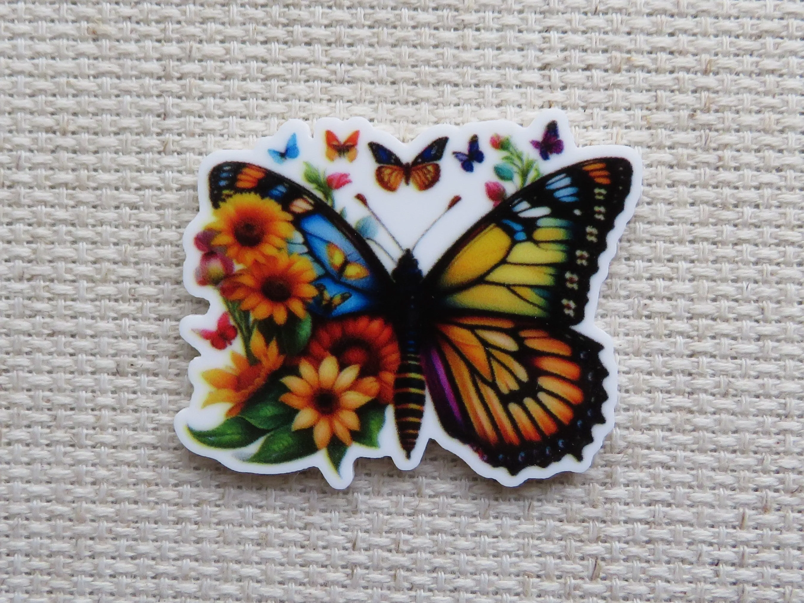 Colorful Floral Butterfly Needle Minder, Cover Minder, Magnet