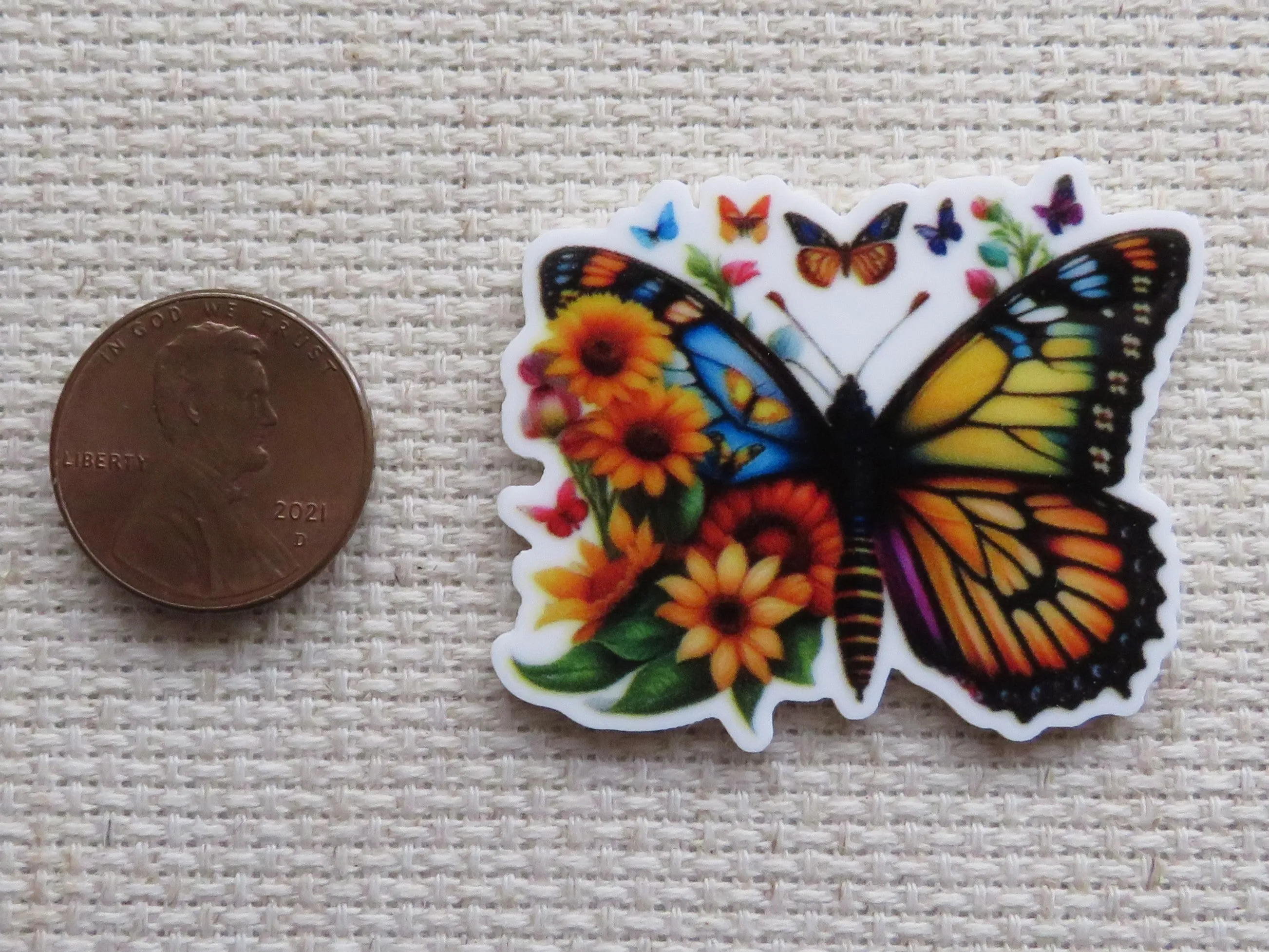 Colorful Floral Butterfly Needle Minder, Cover Minder, Magnet