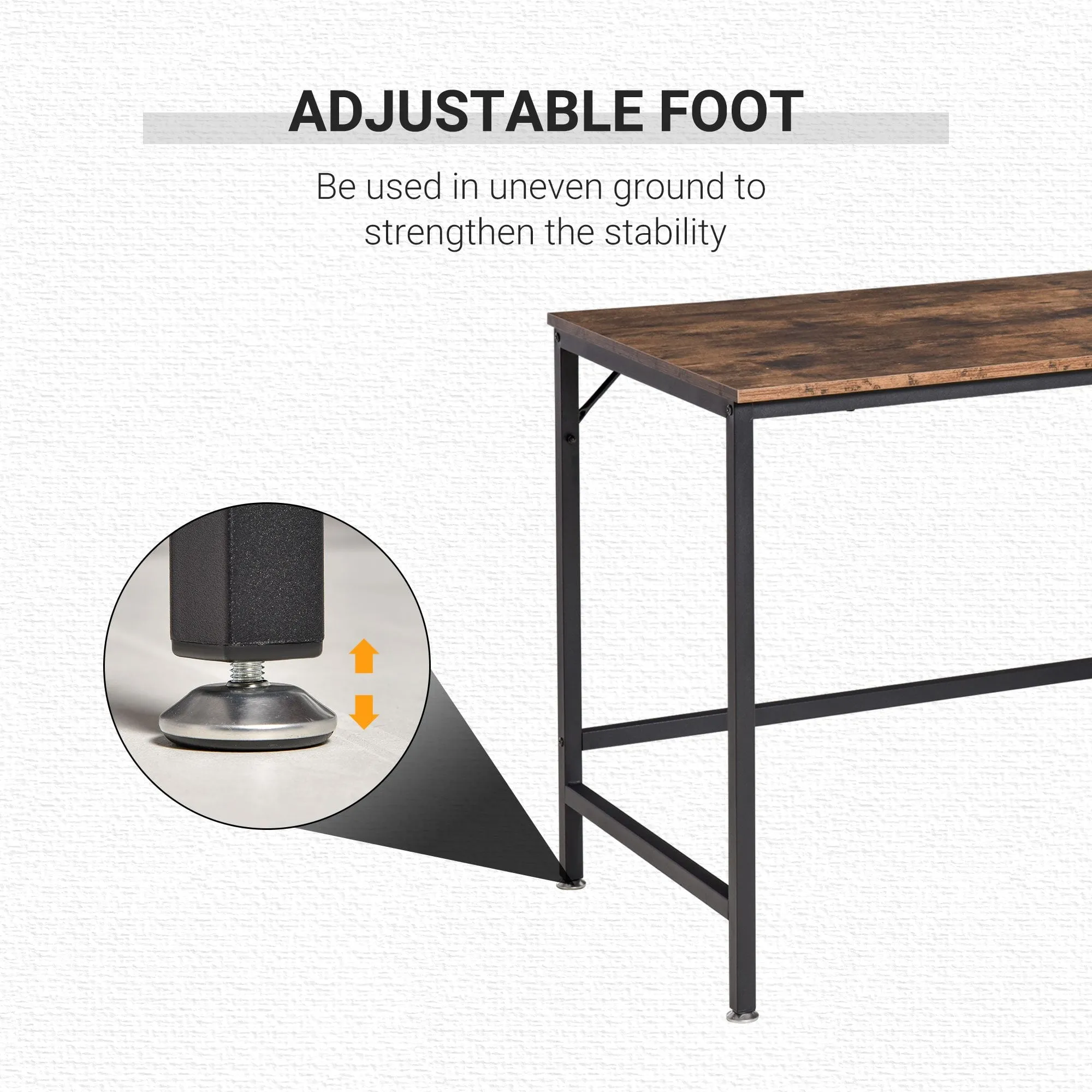 Computer Desk, Home Office Desk for Study, Writing with 2 Storage Shelves on Left or Right, Steel Frame, Frame