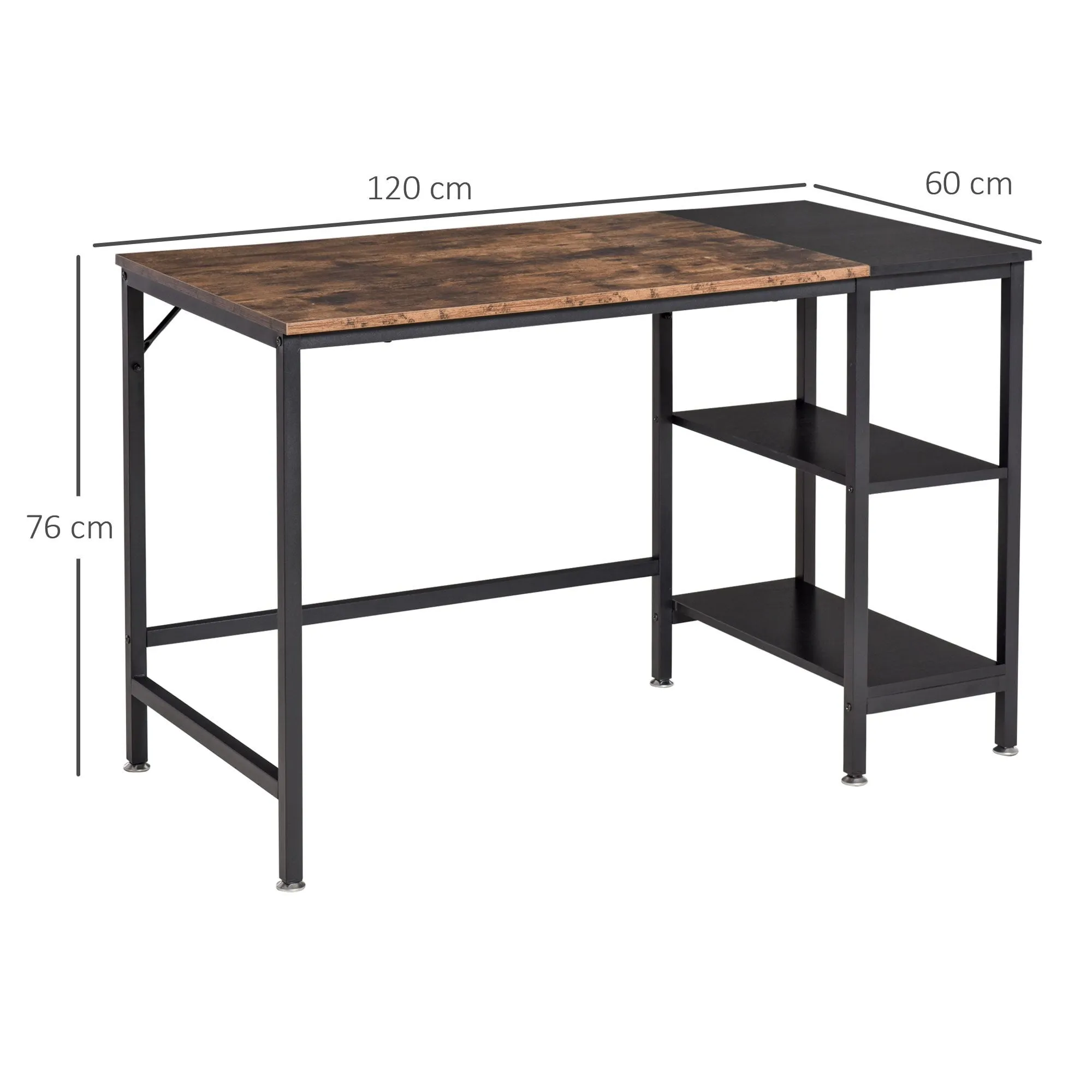 Computer Desk, Home Office Desk for Study, Writing with 2 Storage Shelves on Left or Right, Steel Frame, Frame