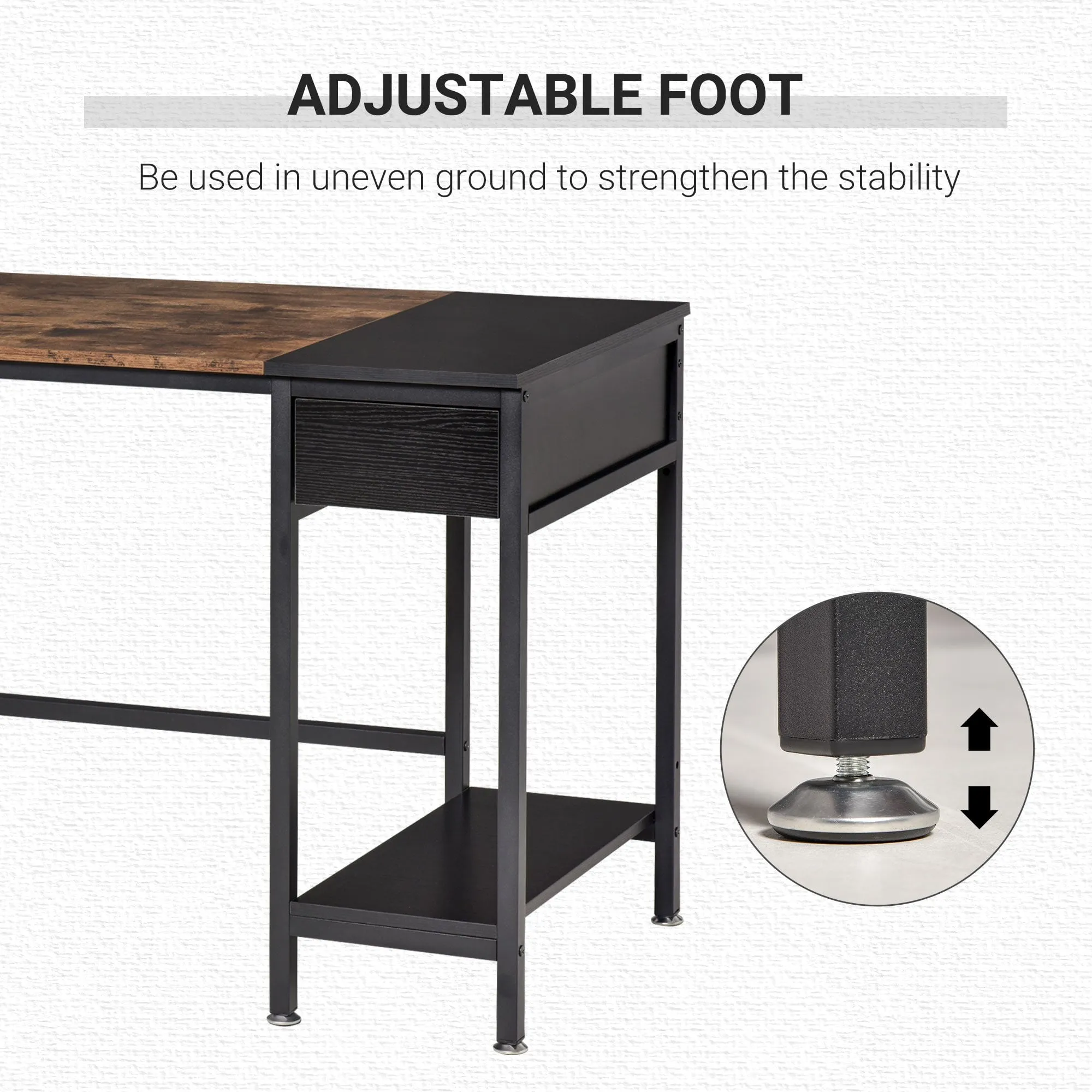 Computer Desk, Home Office Workstation for Study, Writing with CPU Stand and Drawer, Steel Frame, 120x60x75cm w/ Storage Drawer